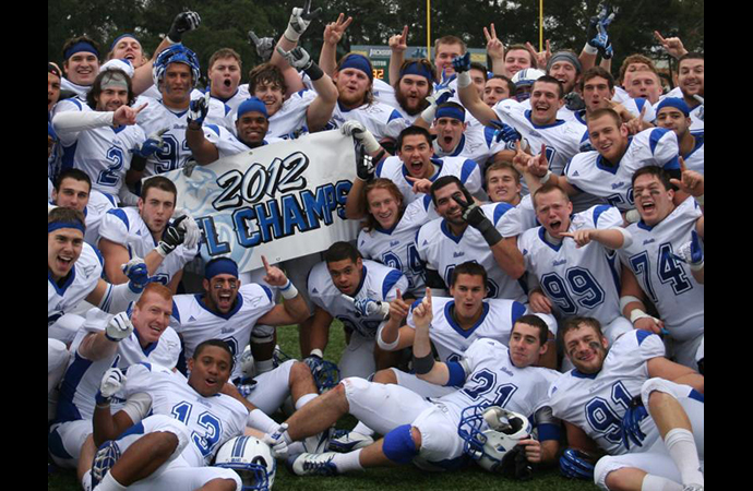 Drake claimed a share of its second consecutive PFL title with a victory at Jacksonville, Saturday.